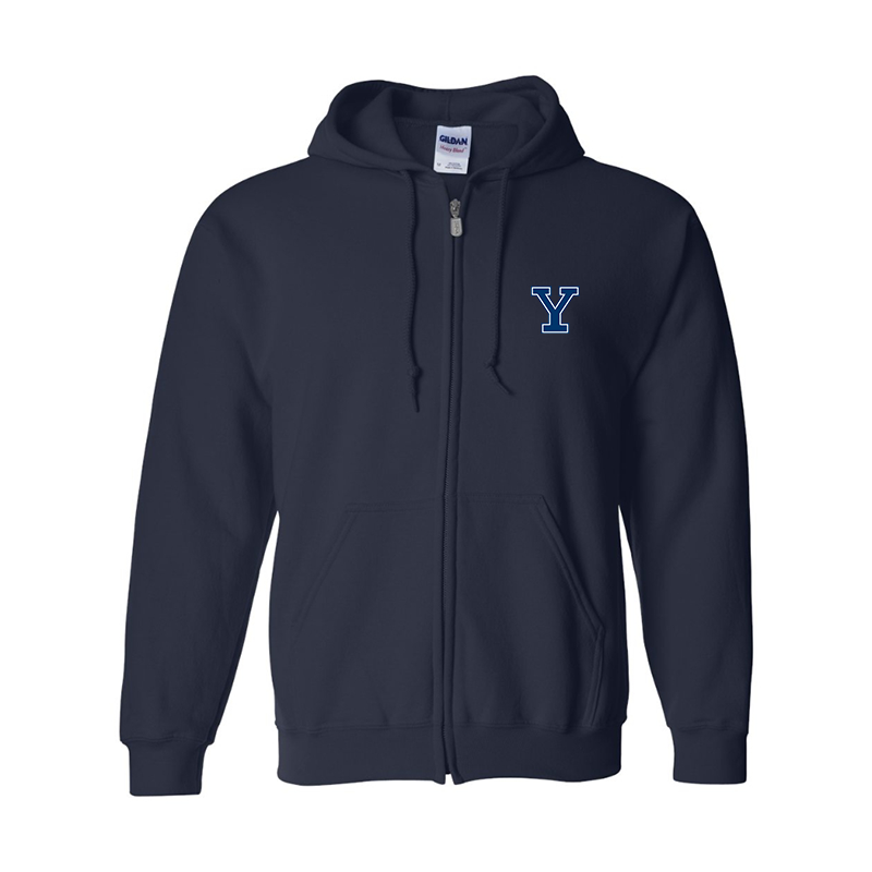 Men's Yale Bulldogs Gildan  Heavy Blend Full Zip Hooded Sweatshirt